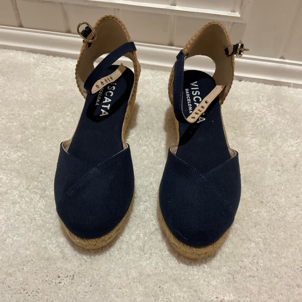 Viscata Formiga Navy Espadrille Wedge Sandals - Picture 2 of 6